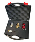 Rugged Aluminum Alloy Electric Wire Stripper And Twist Splicer Fits Standard Power Drills For Small To Medium Gauge Wires No Brainer Install Sweet Results Every Time displayed in a protective carrying case.