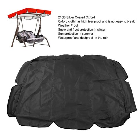 Rugged 2-Seat Swing Canopy Replacement For Outdoor Patio Garden, Waterproof 210D Oxford Fabric, Black, Weatherproof Fit