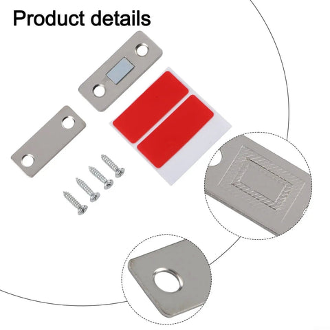 Ultra Thin Magnetic Cabinet Door Catch Set With Screws Heavy Duty Metal Build for quiet and slam-proof door closure
