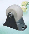 12 Pcs White PP Nylon Office Chair Caster Wheels 1 Inch, close-up of a caster wheel with a metal bracket for furniture use.