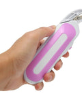 Cordless Electric Scissors Rechargeable Power Shears Slice Through Fabric Cardboard And Paper Like Butter held in hand.