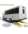 Px16a Scissor Alignment Lift And RJ8 Rolling Jacks Combo showing lowered height of 13 1/4 inches and ramp dimensions.