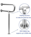 Sturdy 23.6 Inch Stainless Steel Handicap Toilet Grab Bar With T Shape Mount For Bathroom Safety Rails Wall And Floor Install