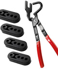 Covzoe exhaust hanger removal pliers with red handles and four black 4-hole rubber hangers