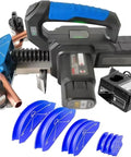 UILMLIO Electric Copper Pipe Bender Kit For HVAC And Refrigeration 1/4 To 7/8 Inch with battery, bending tool and blue guides.
