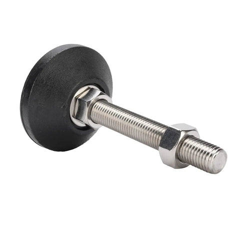 M16 Adjustable Leveling Feet For Furniture And Equipment, Nylon Base With Stainless Steel Threaded Rod, 80mm Rubber Base, Heavy Duty Support