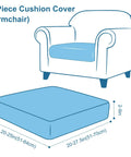 Illustration of Cozy Ultra Stretch Sofa Cushion Covers For Indoor Outdoor Use on armchair, showing 1 pack, blue green, fits most cushions