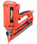 Paslode cordless IMCT framing nailer, orange tool with black grip and metal magazine.