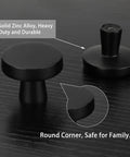 30 Pack Go To Matte Black Cabinet Knobs For Cabinets And Dresser Drawers, Round One And One Quarter Inch Zinc Alloy Hardware