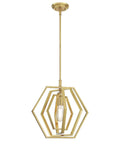 Champagne Brass Finish One Light Indoor Pendant Light For Living Room, Sloped Ceiling Compatible, Includes Two 9 1/2 Inch Rods