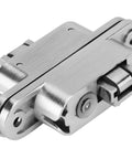 Close-up of Two Pack 180 Degree Concealed Cross Door Hinges Alloy Invisible Hinge for cabinet smooth quiet operation heavy duty sturdy construction