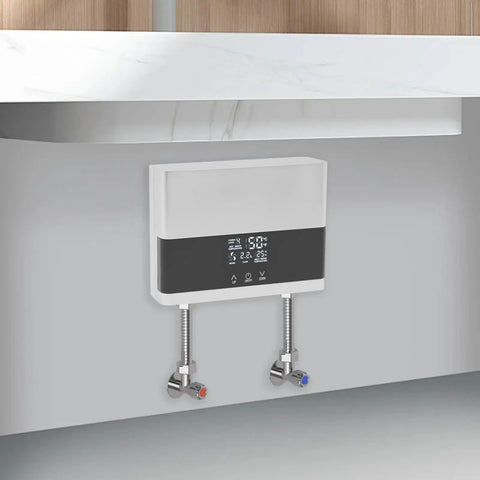 Electric Tankless Water Heater 110v With Digital Display for Instant Hot Water On Demand mounted under kitchen sink
