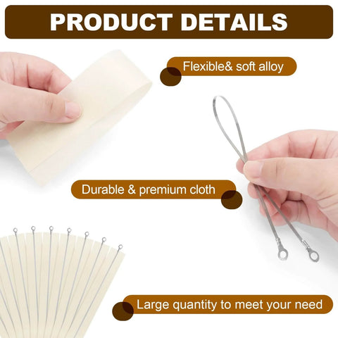 Hands holding Teflon tape and heating element from 8 Inch Impulse Sealer Replacement Parts Kit With 10 Heat Seal Strips And 10 Heating Elements.