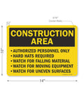 Construction Zone Warning Sign 10 By 14 Inches Heavy Duty Aluminum Plate with safety instructions for site crews.