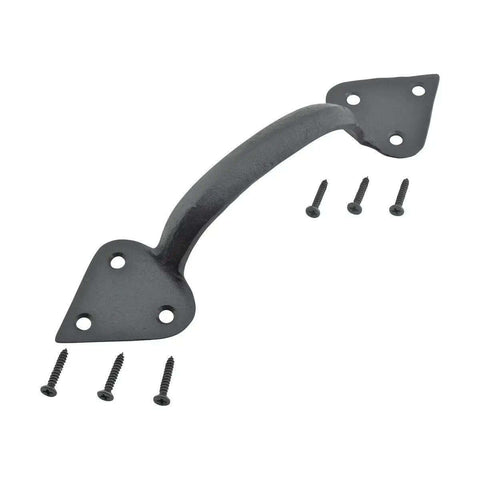 Black Wrought Iron Door Pull Handle 10 Inch Long Rustic Heart Tip Style Built Tough Heavy Duty Farmhouse Barn Door Hardware With Mounting Hardware Rust Resistant Powder Coated