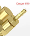 Close-up of output fitting on Argon And CO2 MIG And TIG Flow Meter Gas Regulator Gauge With 8 Foot Hose, Leakproof CGA 580 Inlet