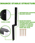 Diagram showing the integrated H-shaped molded design and screws of Heavy Duty Fence Post Repair Kit 2 Inch Width Ground Spike Anchor.