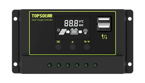 30A solar charge controller from 100 Watt Monocrystalline Solar Panel Kit for Off Grid Power in Homes, RVs, Boats, and Cabins
