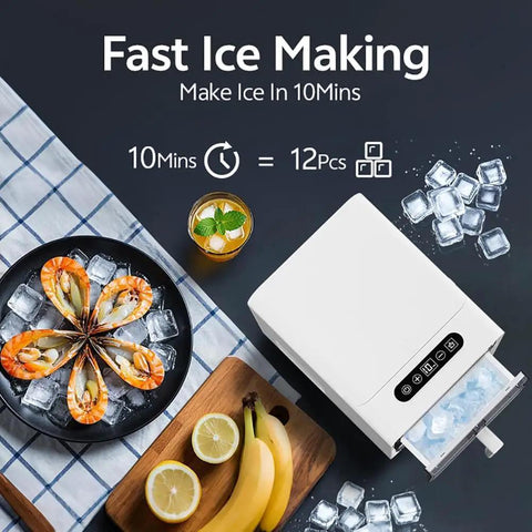 Compact Nugget Ice Maker With Self Cleaning Countertop Design Produces Crisp Chewable Ice Quick As A Wink For Home Bars And Rv Trailers No Fuss Operation And Slick Pull Out Drawer Keeps Your Setup Sweet on kitchen countertop with ice and drinks.