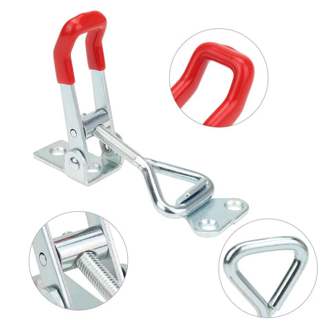 Top Tier Heavy Duty Toggle Latch Clamps Six Pack Rock Solid Pull Handle With 330 Lbs Grip Adjustable Steel Body Includes Mounting Screws For Pickup Trucks Toolboxes And Garage Setup Red Silver