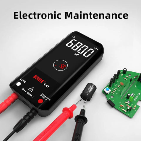Rechargeable Pocket Digital Multimeter With Color LCD Display, auto-ranging 6000 counts for voltage and frequency readings.