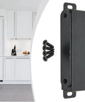 Beefy Magnetic Door Catch With 40 Kg Pull For Cabinets And Cupboards Stainless Steel Latch For Sliding Glass Doors And RV Black Finish Includes Mounting Kit XL shown with screws