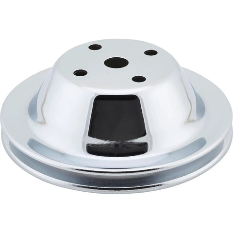 Chrome V Belt Pulley Set For Small Block Chevy Long Water Pump 1 Groove Upper Pulley SBC 283 305 327 350 400 Steel Shine