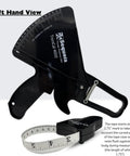 Left hand view of Dual Sided Body Fat Caliper With Tape Measure for Fitness Tracking Precision Fat and Muscle Readings.