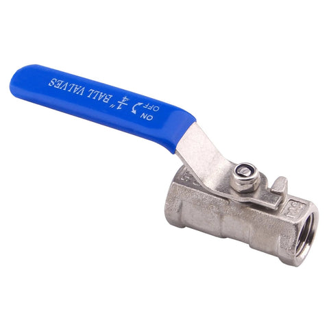 DERNORD stainless steel ball valve, 1/4 in NPT, standard port, blue handle, pack of 2