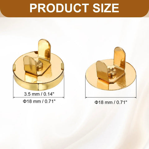 Premium Copper Magnetic Snap Buttons For Purses And Gear DIY Craft Replacement Clasps With Washers Gold Tone product size 18mm and 3.5mm details