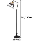 Blue Baroque Tiffany Style Stained Glass Swing Arm Floor Lamp, 75-Inch Tall with 10-Inch Shade, Adjustable 3-Joint Arm