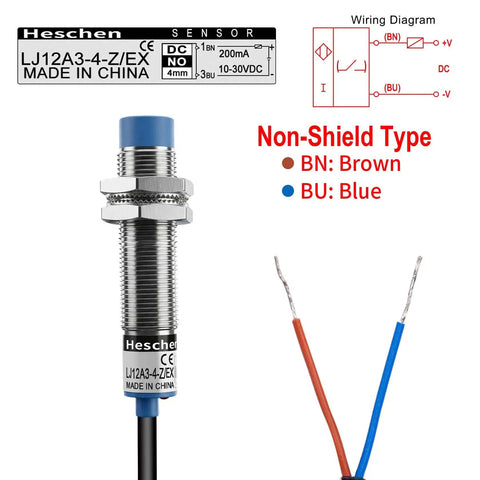 Inductive Proximity Sensor Switch M12 Non Shield Type With 4mm Sensing Distance Normally Open NO 2 Wire 10 To 30 VDC 200 mA