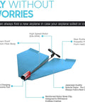 Epic Electric Paper Airplane Launcher Kit For Long-Lasting Flights, DIY Toy Engine Propulsion That Powers Paper Planes To Fly 30 Seconds, Kid-Friendly And Adults Welcome, Blue At Home Or School, blue launcher with carbon fiber body and rear propeller