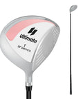 Women's 460cc Golf Driver With Graphite Shaft, Lightweight Right-Handed Single Club With Head Cover, shown with pink accent