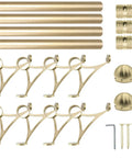 Premium 2 Inch OD 304 Stainless Steel Foot Rail Kit In Satin Gold with connectors, brackets, and hardware for easy assembly.