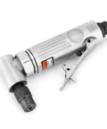 Top Shelf Pneumatic Angle Die Grinder Delivering 25000rpm High Speed Air Power For Rapid Grinding Smooth Polishing And Metal Surface Prep A Straight Up Shop Powerhouse, silver metal, 90-degree angle for precision.