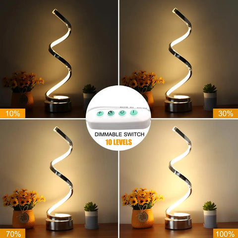 Dope 12W LED Table Lamp With Dimmable Spiral Design And 3 Color Modes Bedside Desk Light for Bedroom 10-100% brightness settings