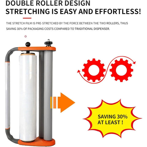 Manual Stretch Film Dispenser That Makes Wrapping A Breeze With Adjustable Torque Clamps For Easy Pallet Wrapping Fits 157mm Film Core 500mm Wide