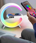 Bluetooth Speaker Lamp With Wireless Charger And App Control, RGB Night Light, Alarm Clock, White Desk Lamp for Sleep Routine