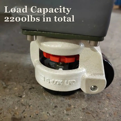 Beefy 4 Pack Leveling Casters With Nylon 2 Inch Wheels And Rubber Feet For Industrial Equipment And Workbenches Retractable Support Up To 2200 Lbs Easy Install Stable On Uneven Floors