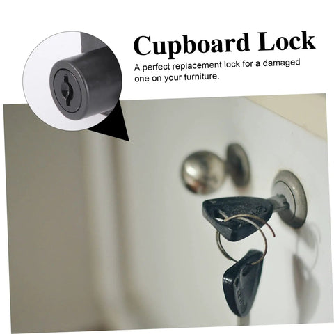 Premium Zinc Alloy File Cabinet Lock Replacement Cam Key Set For Locking Desk Drawers Office Files And Storage Boxes With Two Keys, close-up view.