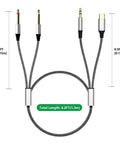 Three In One Beefed Up Shielded One Eighth Inch To Dual Quarter Inch TS Audio Y Cable Aux And USB C Compatible with Android 4.26 ft