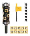 No Sweat 1/2 Inch Flush Trim Router Bit With Dual Top And Bottom Bearings For Dead Simple Wood Trimming on Router Tables and CNC Routers featuring swappable carbide blades and low friction coating.