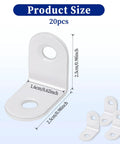 Heavy Duty White Metal L Brackets 20 Pack Rock Solid Corner Mounts With All Fasteners Nuts And Bolts Included Perfect For Shelves And Cabinets showcasing product size and dimensions.