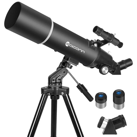 80mm Aperture Refractor Telescope For Adults And Beginners Portable Travel Scope With Backpack Compact Dope Stargazing Kit For Kids Crisp Light Gathering For Night Sky Views on tripod with eyepieces