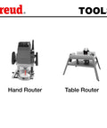 Image showing a hand router and table router setup for woodworking.