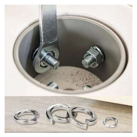 1000Pcs 304 Stainless Steel Spring Washers Kit Nine Size Set M2 M2.5 M3 M4 M5 M6 M8 M10 M12 For Mechanical Automotive Equipment Outdoor Furniture Pro Grade Anti Loosening Locking Fastening on bolts
