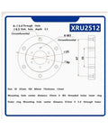 Technical drawing of Crossed Roller Bearings Slewing Ring XRU2512UUCC0 P5 Stainless Steel Corrosion Resistant Compact Design