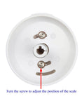Back view of Thermostat Oven Knob Replacement For GE And Hotpoint Range Ovens White Control Knob Fits WB03K10036 showing screw adjustment