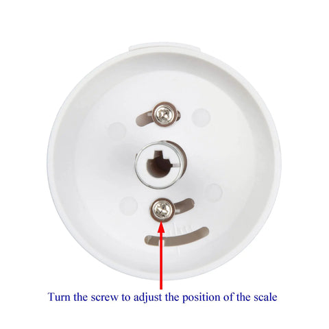 Back view of Thermostat Oven Knob Replacement For GE And Hotpoint Range Ovens White Control Knob Fits WB03K10036 showing screw adjustment